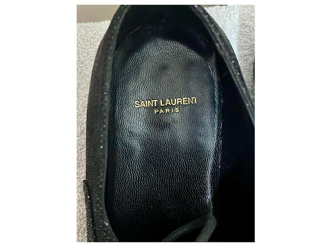 Scarpe stringate smoking glitterate Saint Laurent Nere Nero Metallico - vista 4