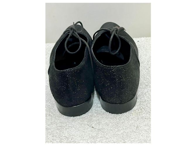 Scarpe stringate smoking glitterate Saint Laurent Nere Nero Metallico - vista 6