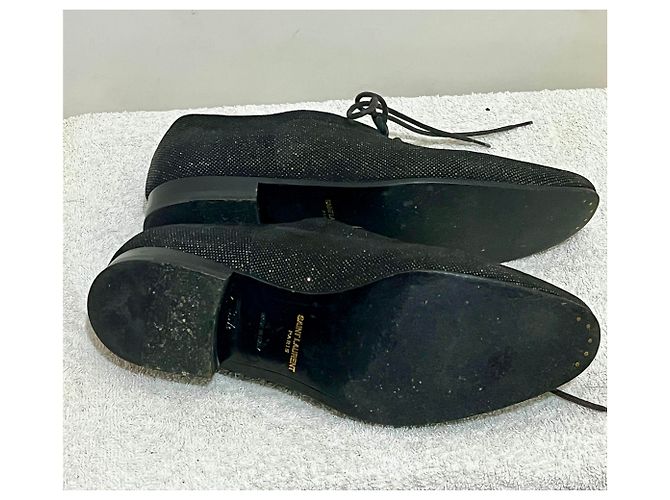 Scarpe stringate smoking glitterate Saint Laurent Nere Nero Metallico - vista 8