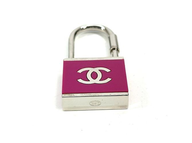 Chanel 02C CC Coco Marchio Logo Portachiavi Argento Rosa - vista 3