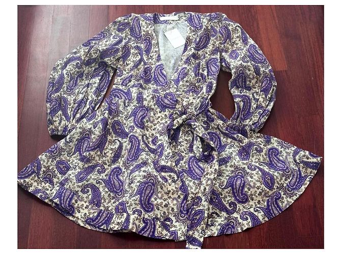 Vestido cruzado Zimmermann de lino morado oscuro - vista 5