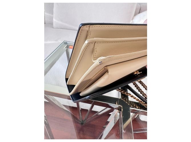 Saint Laurent Sunset Handtasche aus Leder schwarz beige - Ansicht 11