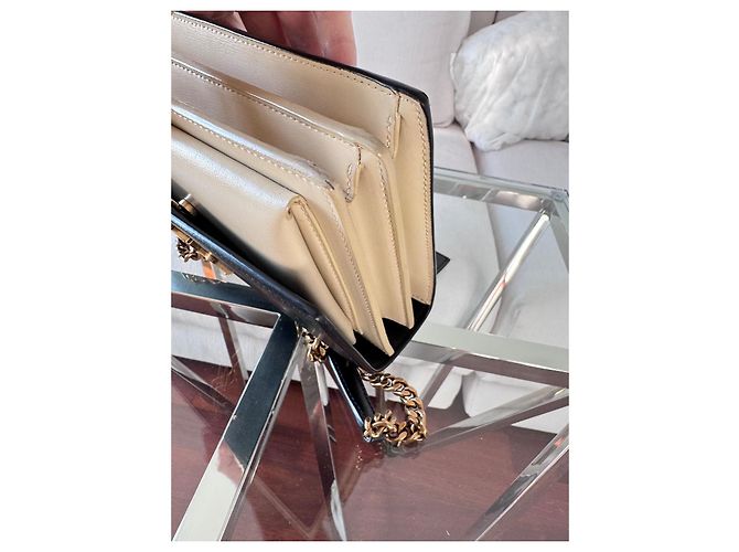 Saint Laurent Sunset Handtasche aus Leder schwarz beige - Ansicht 12