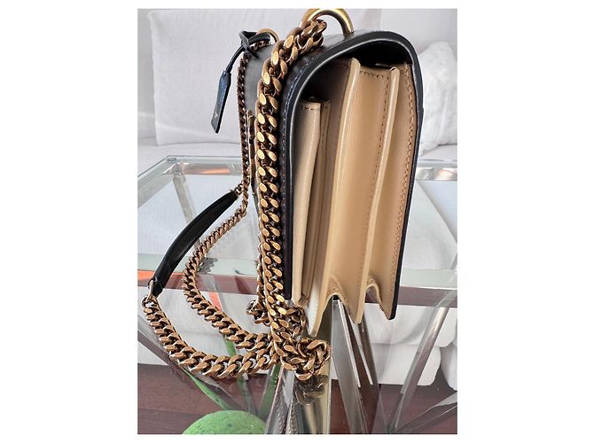 Saint Laurent Sunset Handtasche aus Leder schwarz beige - Ansicht 4