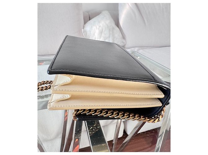 Saint Laurent Sunset Handtasche aus Leder schwarz beige - Ansicht 9