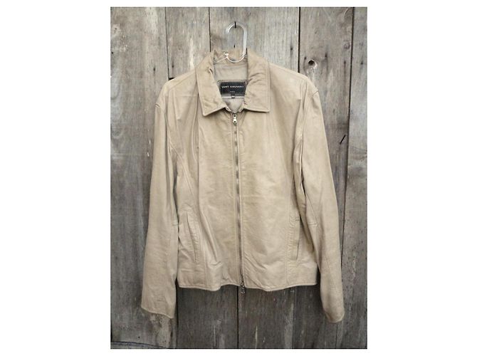 Ventcouvert Lederbikerjacke Beige - Ansicht 2