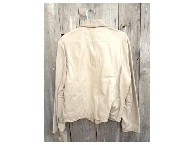 Ventcouvert Lederbikerjacke Beige - Ansicht 3