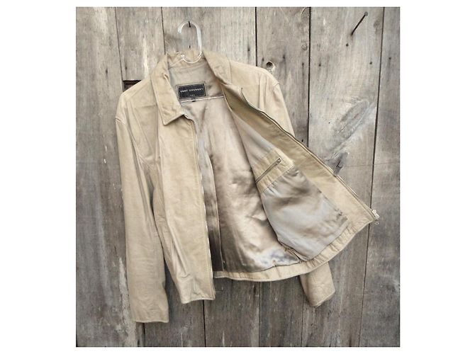 Ventcouvert Lederbikerjacke Beige - Ansicht 5