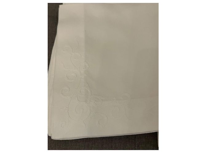 Autre Marque Eri Lot de 12 Serviettes en Lin Blanc Brodées à la Main - vue 6