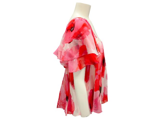 Top in seta multicolore floreale rosa blush di Prabal Gurung - vista 2
