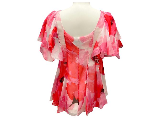 Top in seta multicolore floreale rosa blush di Prabal Gurung - vista 3