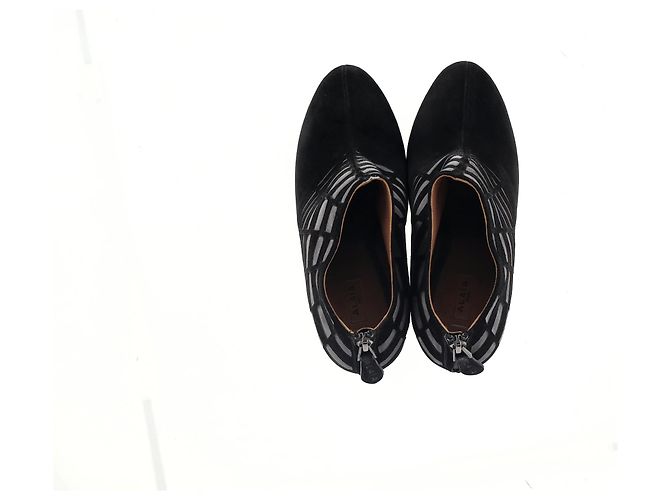 Stivaletti con piattaforma in suede nero con taglio laser Alaïa - vista 10