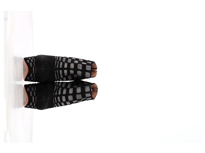 Stivaletti con piattaforma in suede nero con taglio laser Alaïa - vista 9
