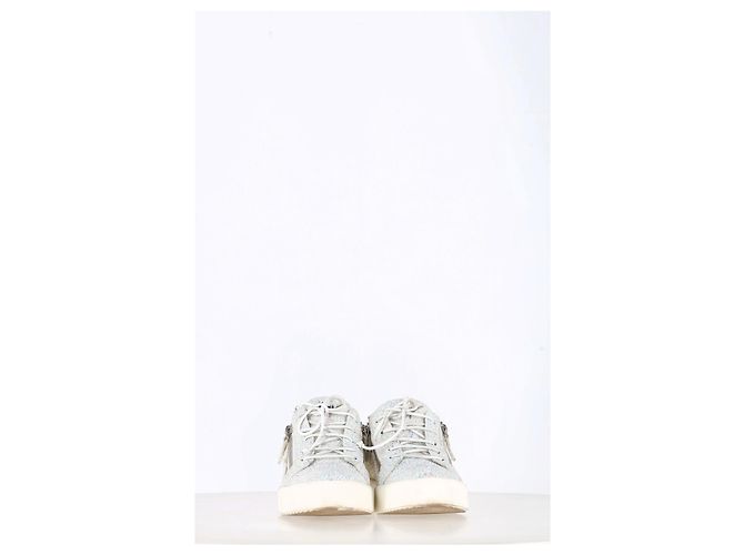 Tênis May London de Giuseppe Zanotti em glitter branco Prata - vista 12