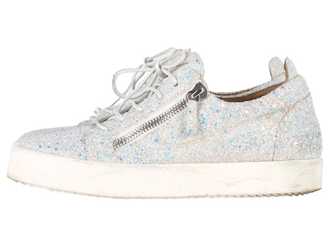 Tênis May London de Giuseppe Zanotti em glitter branco Prata - vista 4