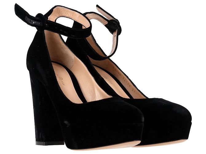 Pompes Mary Jane Gianvito Rossi en daim noir - vue 4