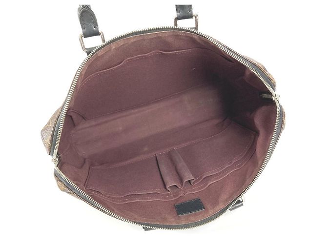 Borsa da lavoro Louis Vuitton Monogram Macassar Porte Document Jour Marrone Nero - vista 14