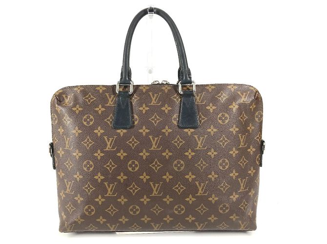 Borsa da lavoro Louis Vuitton Monogram Macassar Porte Document Jour Marrone Nero - vista 2