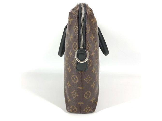 Borsa da lavoro Louis Vuitton Monogram Macassar Porte Document Jour Marrone Nero - vista 3