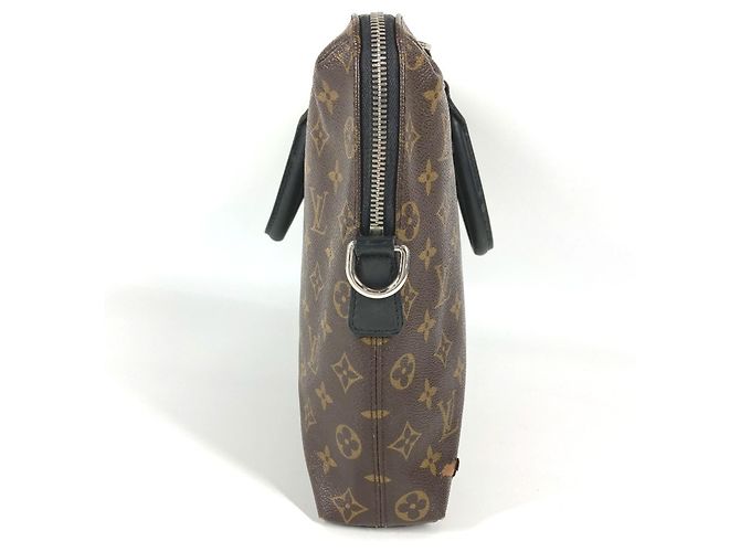 Borsa da lavoro Louis Vuitton Monogram Macassar Porte Document Jour Marrone Nero - vista 4