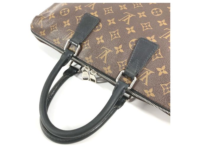 Borsa da lavoro Louis Vuitton Monogram Macassar Porte Document Jour Marrone Nero - vista 8