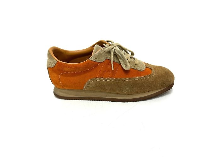 Hermès Baskets Quick Hermes en marron et orange - vue 3