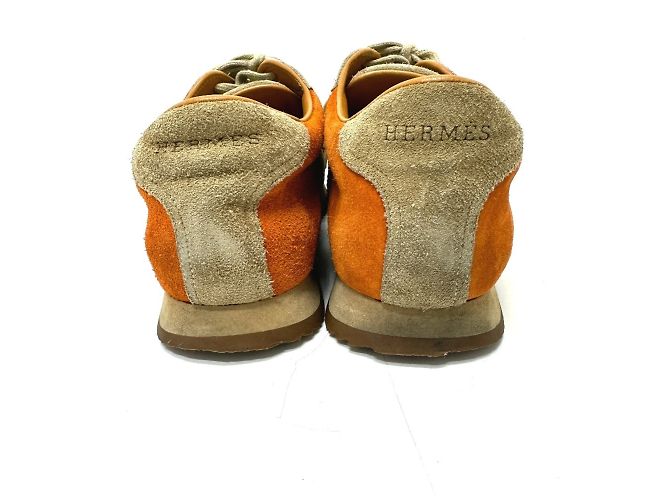 Hermès Baskets Quick Hermes en marron et orange - vue 7