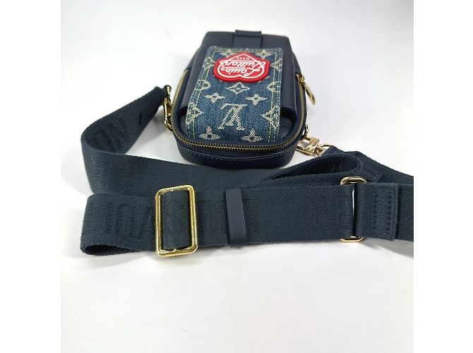 Pochette doppia per telefono in denim Monogram NIGO di Louis Vuitton Blu - vista 7