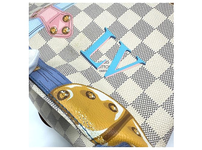 Néonoé Borsa NeoNoe Trunk Estiva Damier Azur di Louis Vuitton Bianco - vista 15