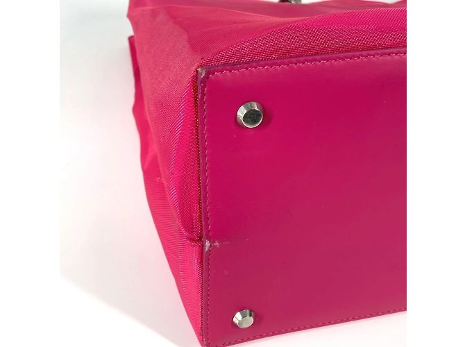 Borsa a spalla Balenciaga 741605 Mesh con pochette Duty Free grande logo Rosa Bianco - vista 9