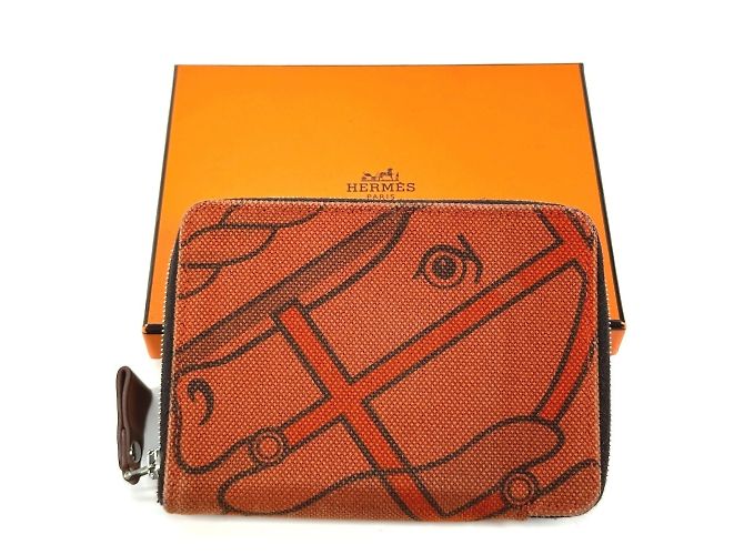 Billetera compacta PM Steeple de cuero Hermès Horse Naranja - vista 15