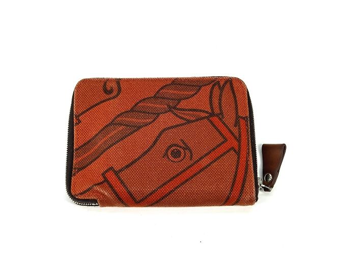 Billetera compacta PM Steeple de cuero Hermès Horse Naranja - vista 2