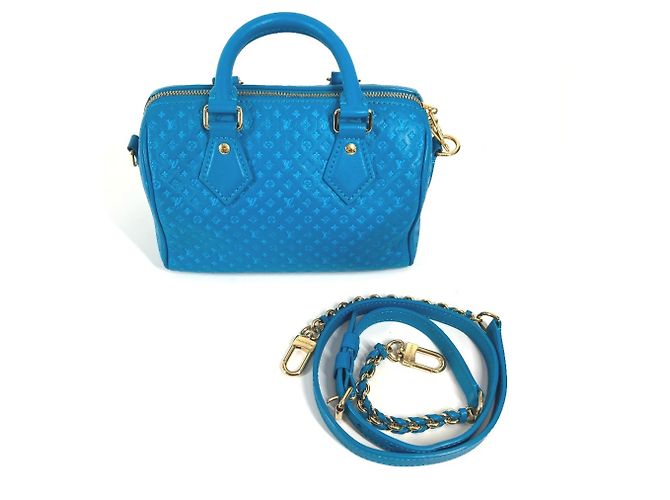 Borsa Louis Vuitton Monogram Nanogram Speedy Bandoulière Blu - vista 14