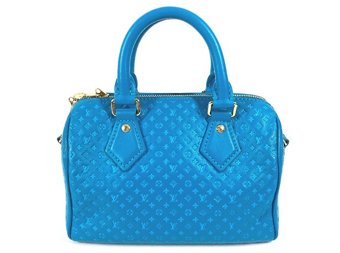 Borsa Louis Vuitton Monogram Nanogram Speedy Bandoulière Blu - vista 4