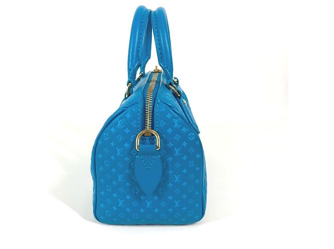 Borsa Louis Vuitton Monogram Nanogram Speedy Bandoulière Blu - vista 5