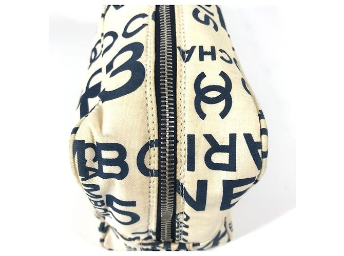 Borsa Clutch Chanel Bi-C Line Bianco Blu navy - vista 12