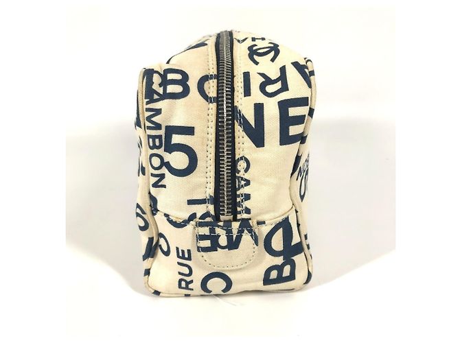 Borsa Clutch Chanel Bi-C Line Bianco Blu navy - vista 4