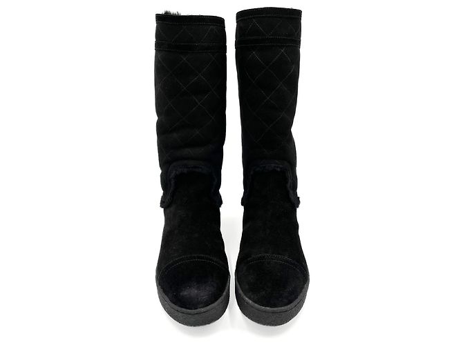 Timeless Chanel Botas planas de ante CC 40 negras Negro - vista 4