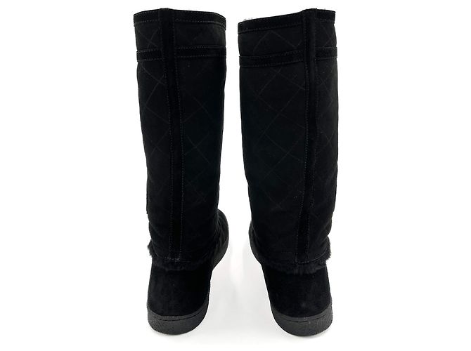 Timeless Chanel Botas planas de ante CC 40 negras Negro - vista 5