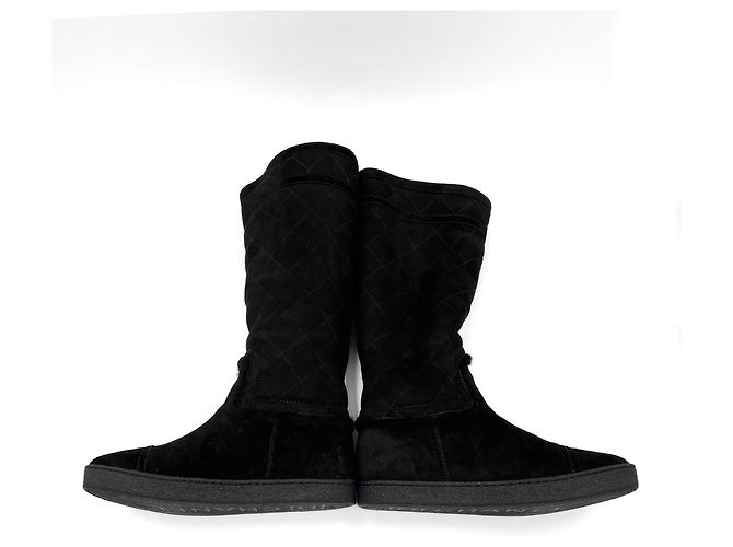 Timeless Chanel Botas planas de ante CC 40 negras Negro - vista 7