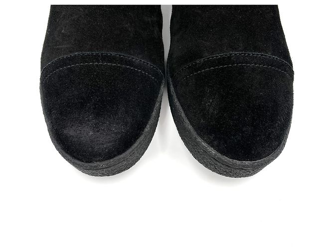 Timeless Chanel Botas planas de ante CC 40 negras Negro - vista 8