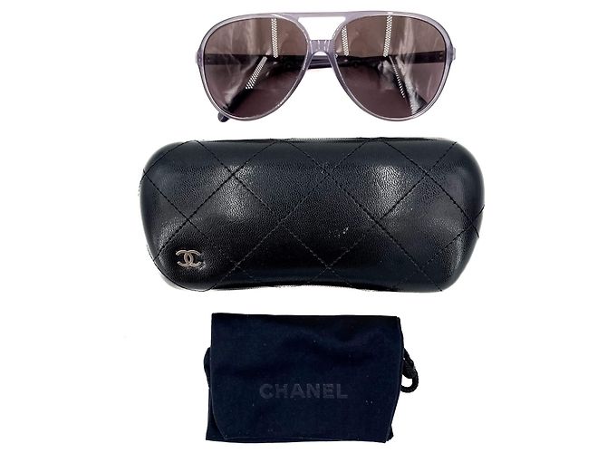 Chanel Pilot-Acetat-Sonnenbrille lila - Ansicht 13