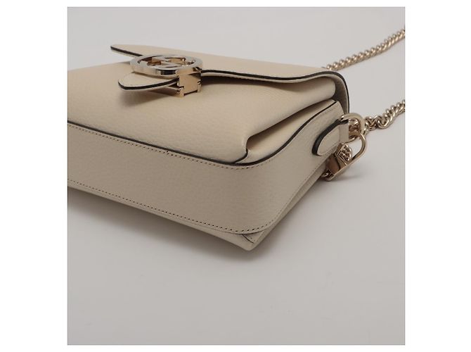 Gucci Bolsa de ombro de couro GG entrelaçado bege - vista 3