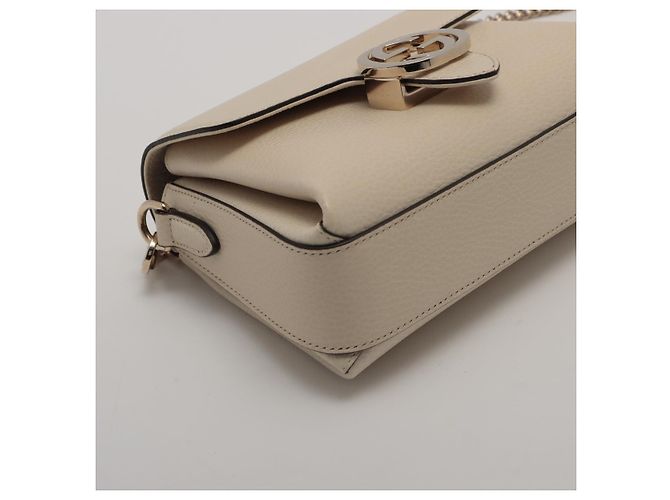 Gucci Bolsa de ombro de couro GG entrelaçado bege - vista 4
