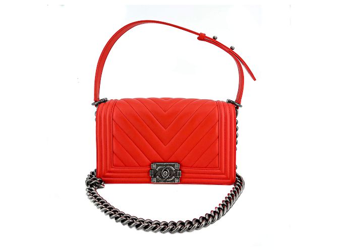 Chanel Boy Chevron Rosso Rutenio Arancione - vista 15