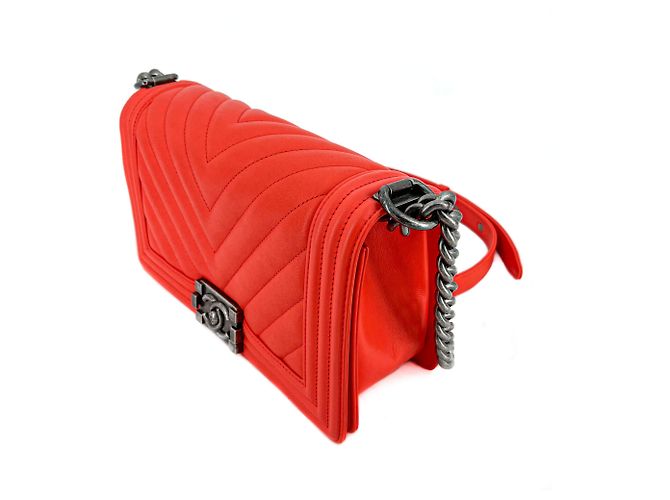 Chanel Boy Chevron Rosso Rutenio Arancione - vista 2