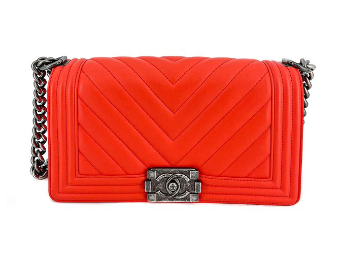 Chanel Boy Chevron Rosso Rutenio Arancione - vista 3