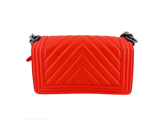 Chanel Boy Chevron Rosso Rutenio Arancione - vista 4