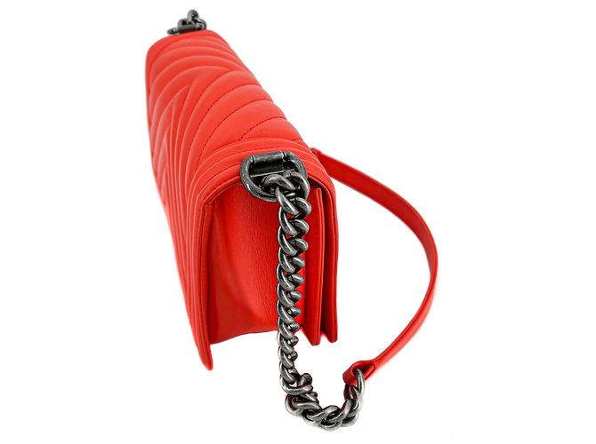 Chanel Boy Chevron Rosso Rutenio Arancione - vista 5