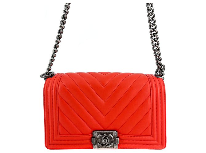 Chanel Boy Chevron Rosso Rutenio Arancione - vista 6